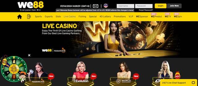 Sòng bạc trực tuyến WE88 với các tính năng trả thưởng hấp dẫn