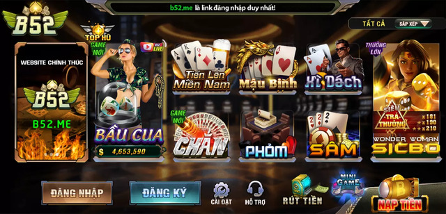 Ngoài phiên bản web, B52 còn cung cấp các trải nghiệm trực tiếp trên ứng dụng di động chính thức