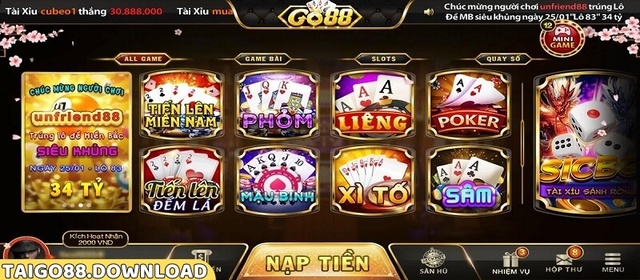 Chơi liêng trực tuyến tại cổng game Go88