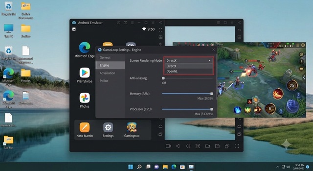 Thiết lập lại menu Engine/ Trung tâm cài đặt