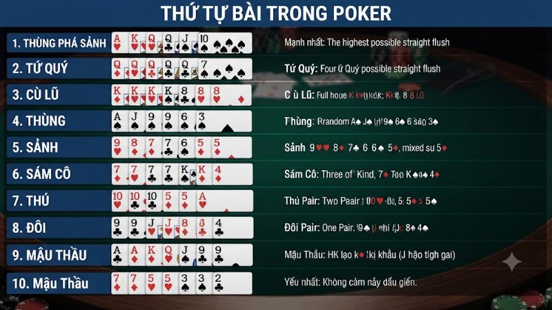 Nắm lòng thứ tự bài trong Poker